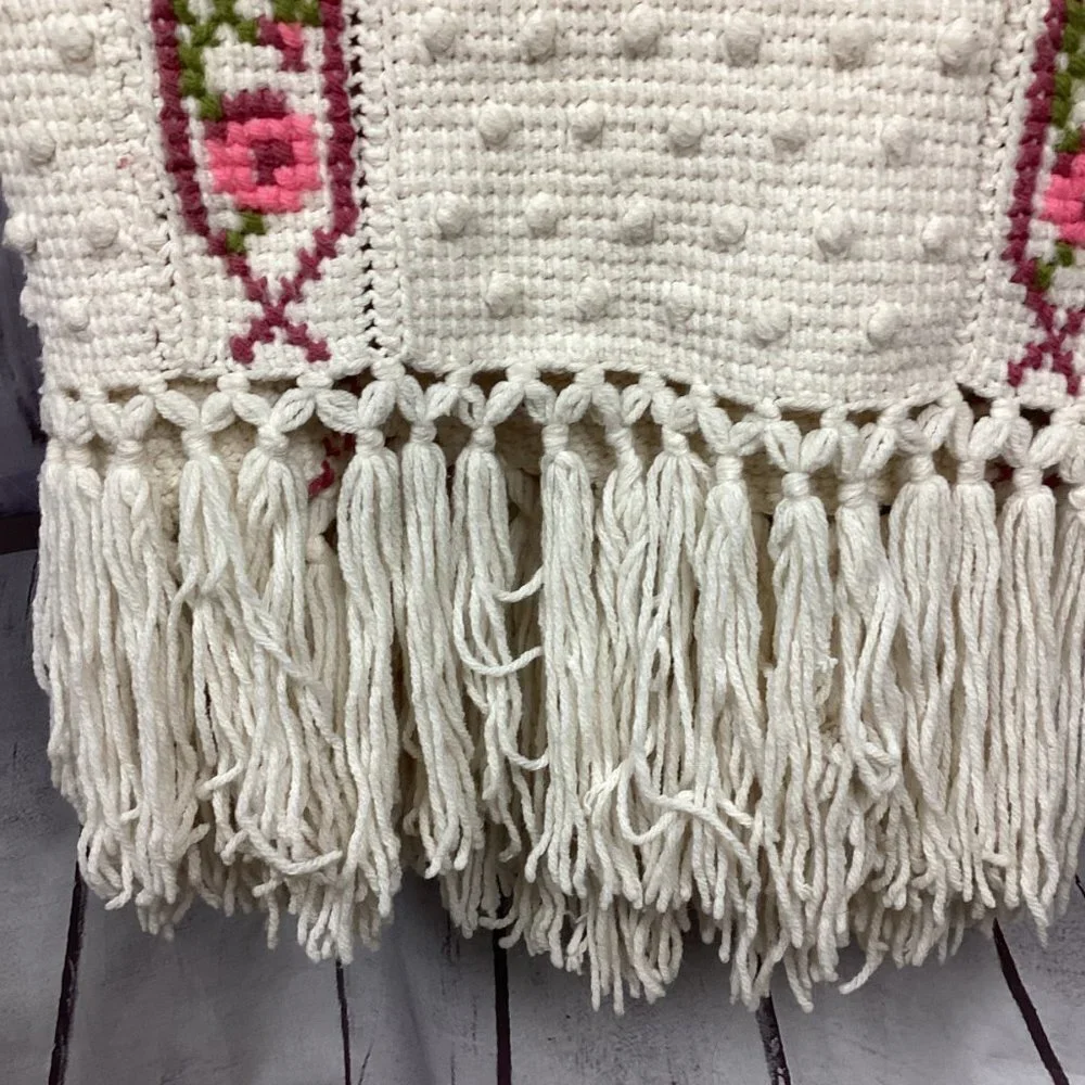 Handmade Bobble Stitch Cross Stitch Afghan Blanket